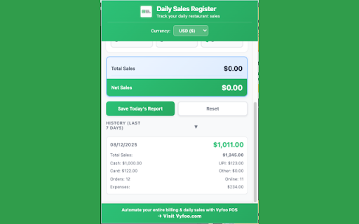 Daily Sales Register screenshot 2