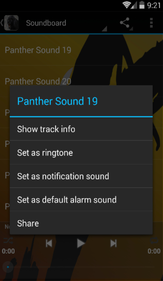 Panther Sounds Screen 3