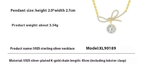 Title 2, 925 Silver Bow Womens Necklace Affordable Luxu...