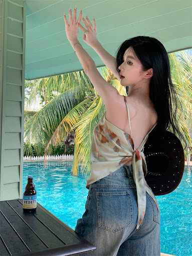 Title 1, Retro Blooming Bandeau Sling Vest Bow Lace-up T...