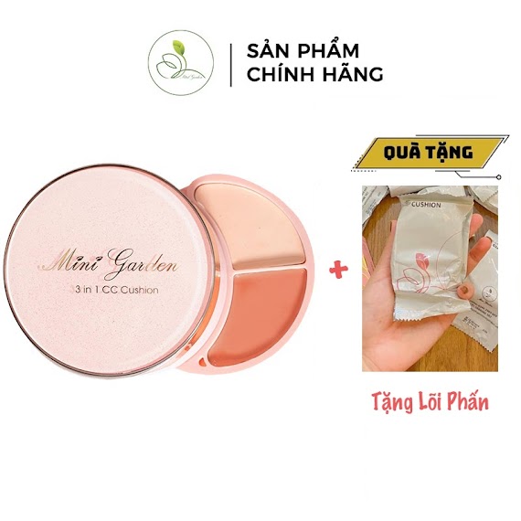 [ Tặng Lõi Phấn ] Mini Garden 3 In 1 Cc Cushion - Phấn Nước Mini Garden 3 Trong 1 Spf 40+ Pa+++