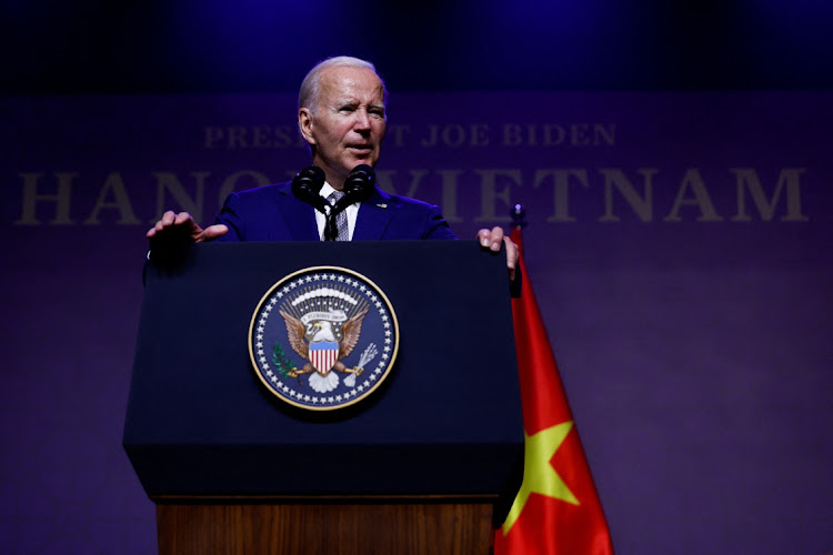 US President Joe Biden holds a press conference in Hanoi, Vietnam, September 10 2023. Picture: EVELYN HOCKSTEIN/REUTERS