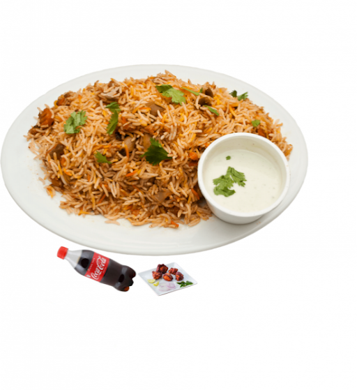 Andhra Style Chicken Biryani + + 3 Pcs Kabab + Coke 200 Ml