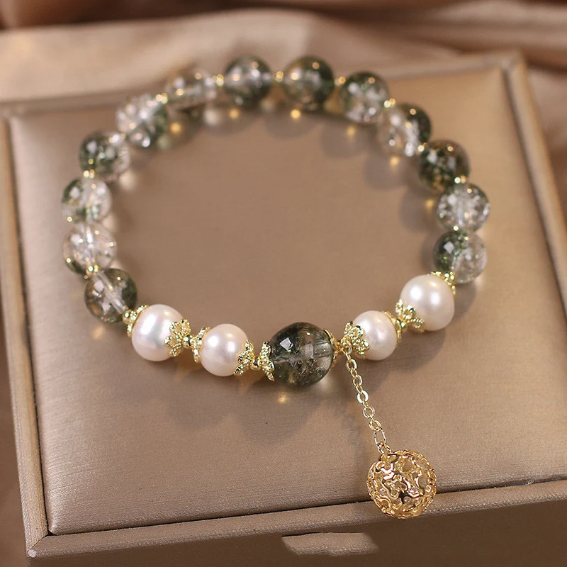 Title 4, Bracelet de perles fantôme vert rétro style nat...