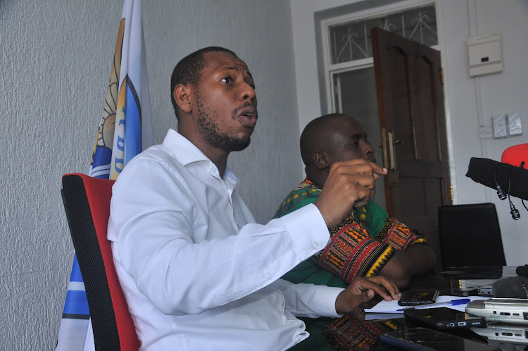 KMPDU Mombasa branch Secretary General Dr Nassir Shaban during a press conference in Mombasa.