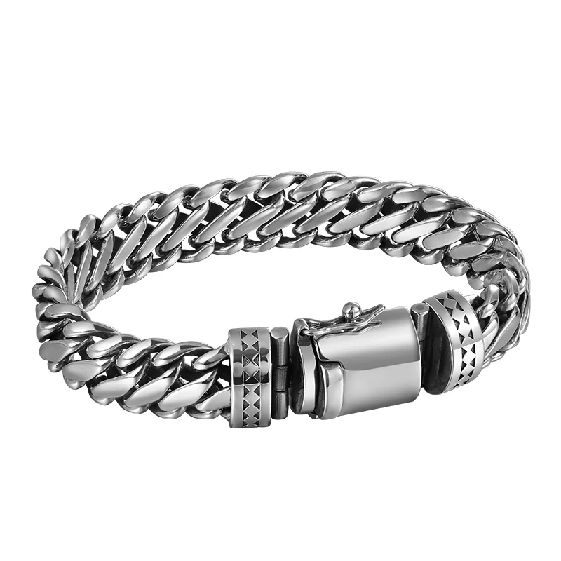 Bracelet homme en argent S925 épais type demi-cercle avec fermoir à boulon, un bijou masculin élégant et durable, parfait pour le quotidien