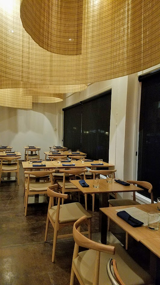 Interior of Chef Naoko's Shizuku, designed by Kengo Kuma