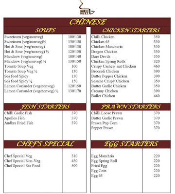 Brew Buzz menu 