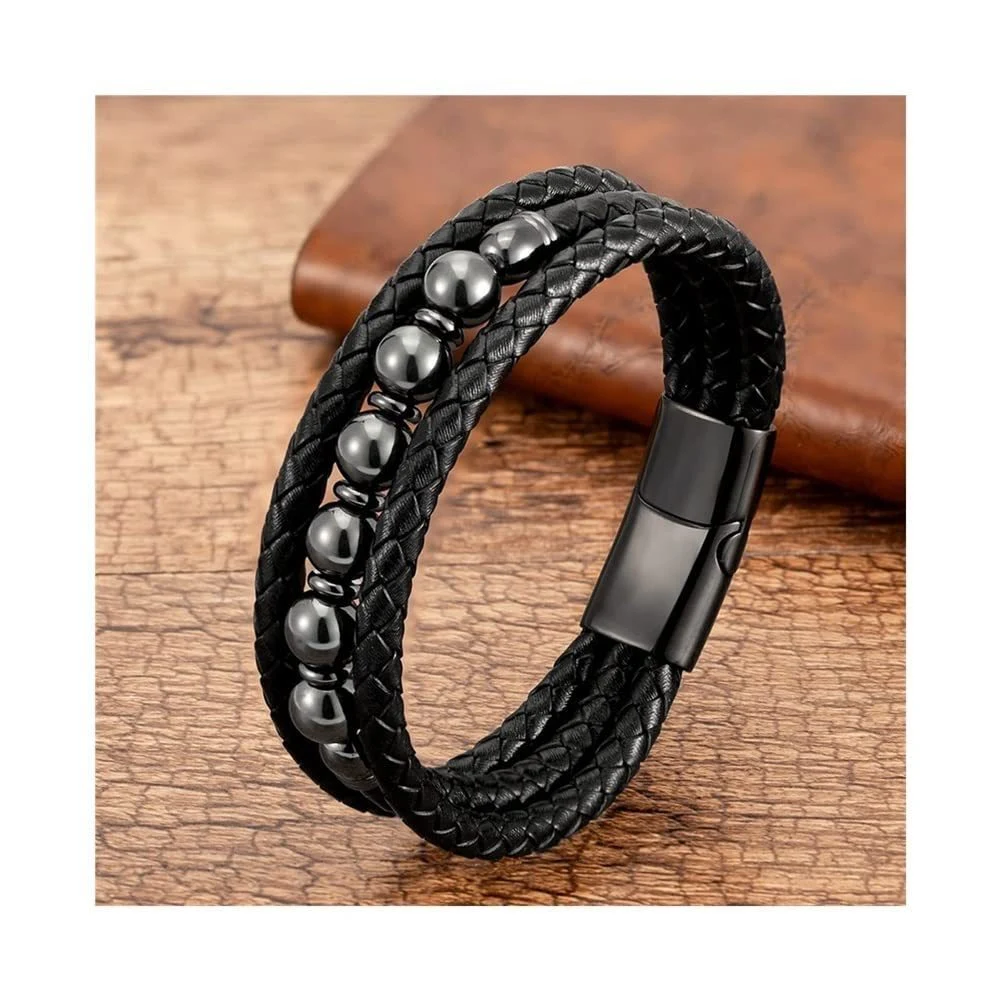 Title 2, Nouveau bracelet en cuir trois couches pour hom...