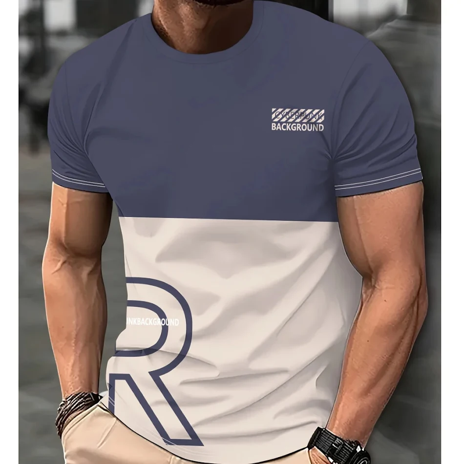 T-shirt Uomo Casual Effetto Sfumato 3D Maniche Corte Top Leggero e Traspirante Ottimo per l'Uso Quotidiano e Attività All'aperto Stile Estivo