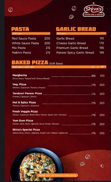 Shiva's Coffee Bar & Snacks menu 