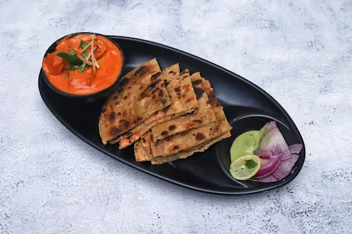 2 Whole Wheat Laccha Paratha With Masala Chaap