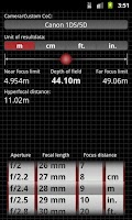DoF Calc Screenshot