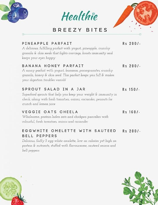 Southly Healthy menu 