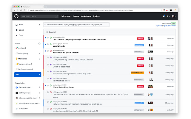 Refined GitHub Notifications chrome extension