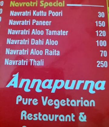 Annpurna Shudh Shakahari Bhojnalaya menu 