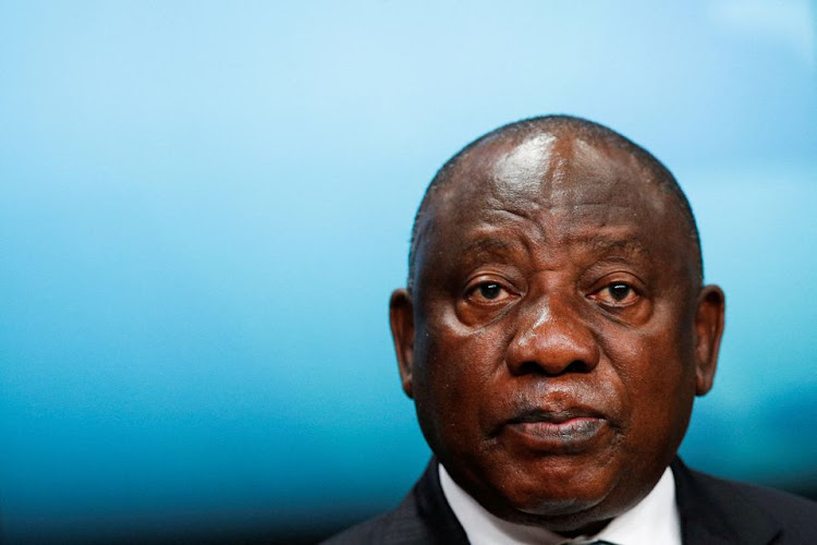 South Africa's President Cyril Ramaphosa gives a statement on the coronavirus disease (COVID-19) vaccination, during a European Union - African Union summit, in Brussels, Belgium February 18, 2022.