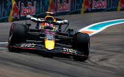 Sergio Perez on track during final practice ahead of the F1 Grand Prix of Miami at the Miami International Autodrome on May 07, 2022 in Miami, Florida.