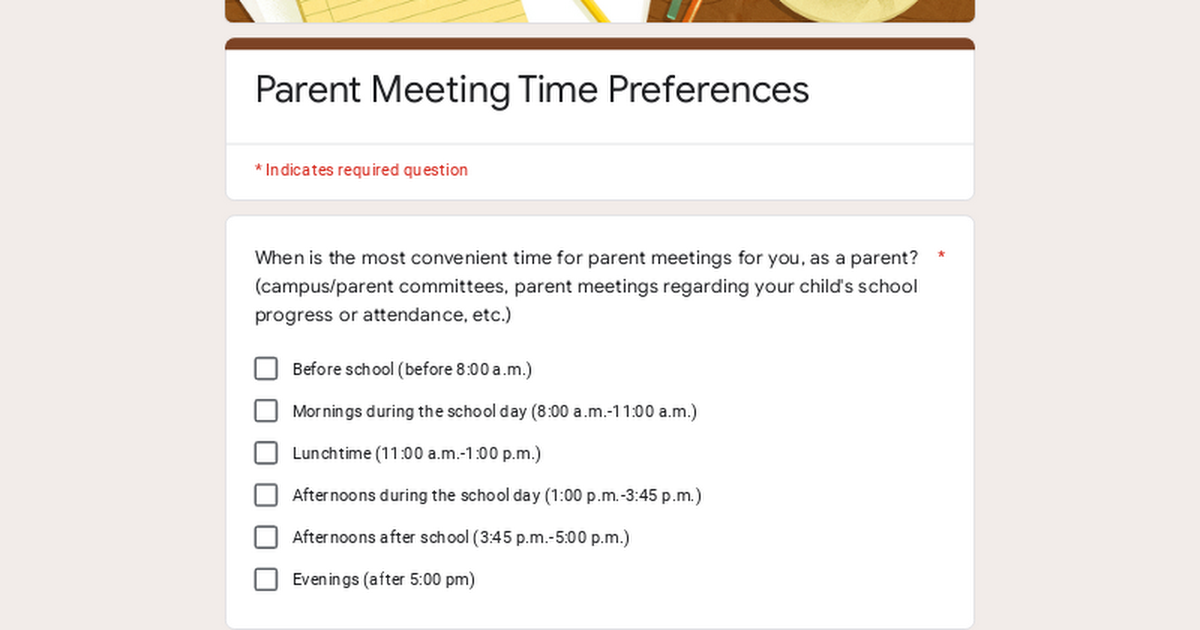 Parent Meeting Time Preferences