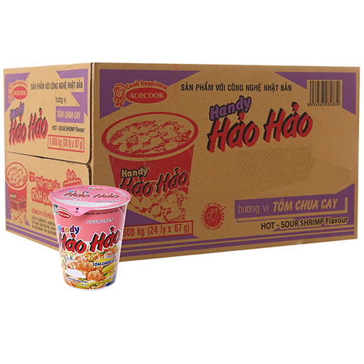 Thùng 24 Mì Ly Handy Hảo Hảo - Tôm Chua Cay 67Gr