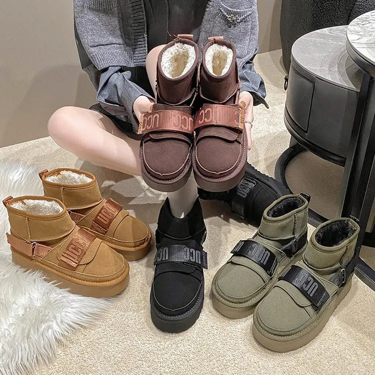 Damen Muffin Stiefel mit dickem Fleece Futter und Baumwolle, warm und bequem für kalte Wintertage, rutschfest