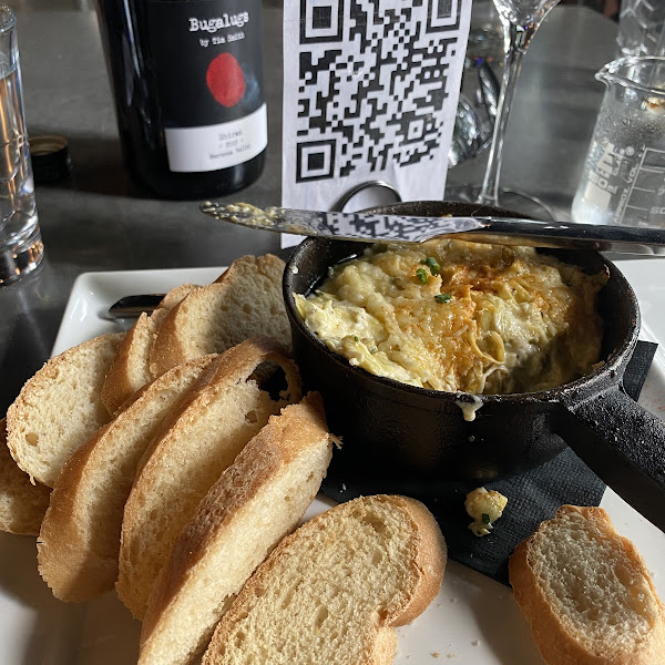 Seriously.  Gluten free green chili artichoke dip with a gluten free baguette.   Heaven.