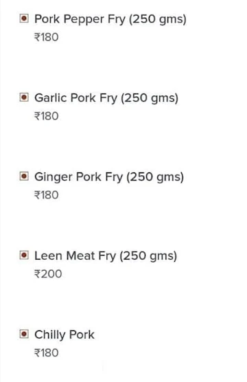 Spicy Kitchen Pork Shop menu 