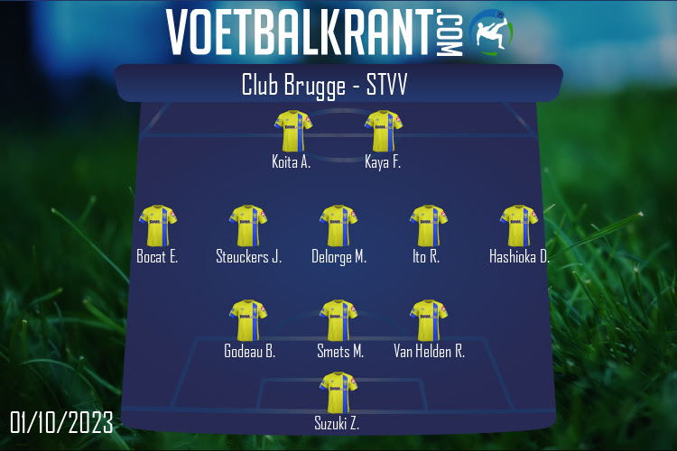 Opstelling STVV | Club Brugge - STVV (01/10/2023)