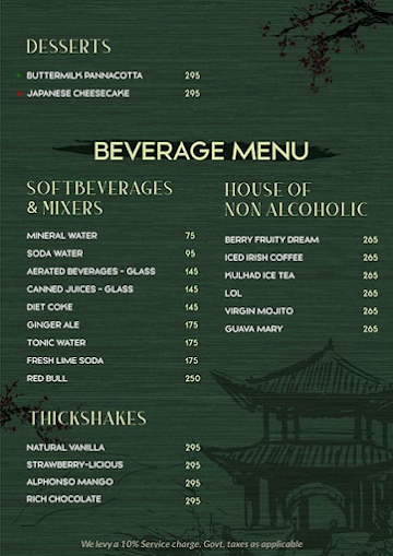 Laughing Buddha menu 