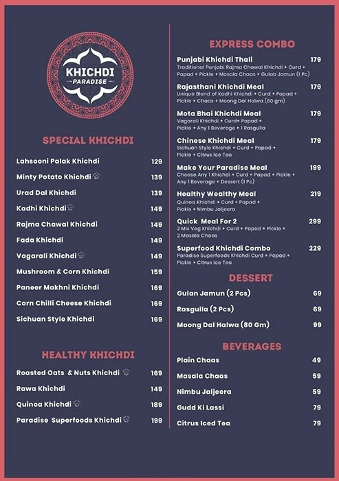 Khichdi Paradise menu 