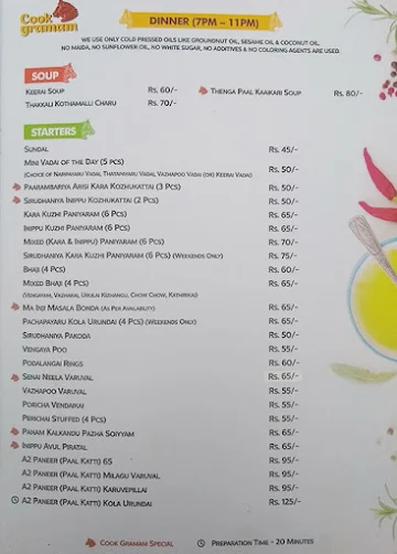 Cook Graamam menu 