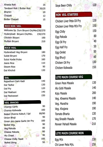 Hotel Welcome Family Resto Bar menu 