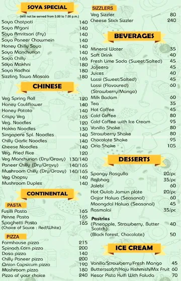 Guru Nanak Sweets menu 