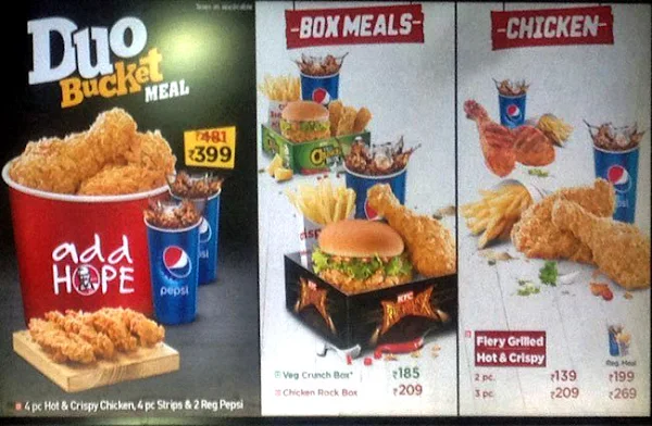 KFC menu 