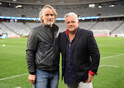 Newly appointed Cape Town City head coach Jan Olde Riekerink with club owner John Comitits before the Absa Premiership match against Polokwane City at Cape Town Stadium on November 6 2019.