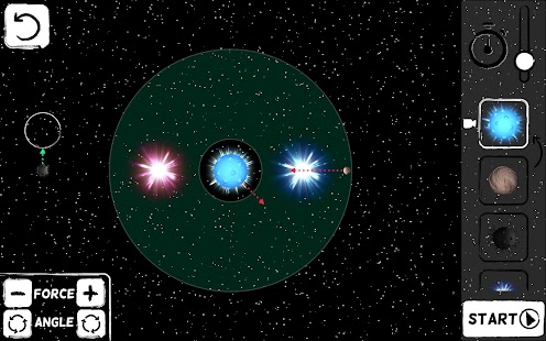 Órbitas de Deus - Captura de tela dos quebra-cabeças gravitacionais