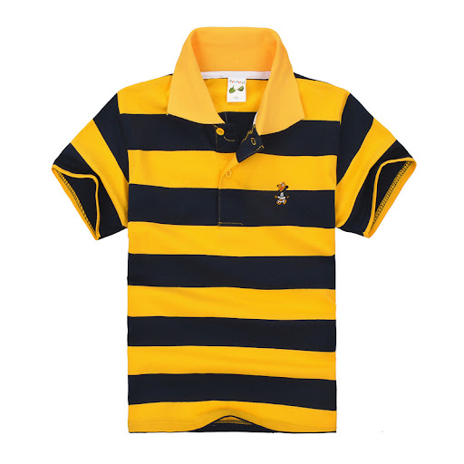 Title 15, CUHK Childrens T-shirt Cotton Striped Lapel Po...