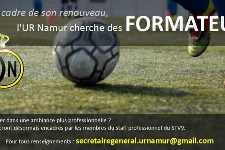 L'UR Namur recherche des entraîneurs pour ses équipes de jeunes