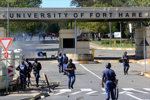 Police monitoring situation at UFH's Alice campus last week Picture: SINO MAJANGAZA