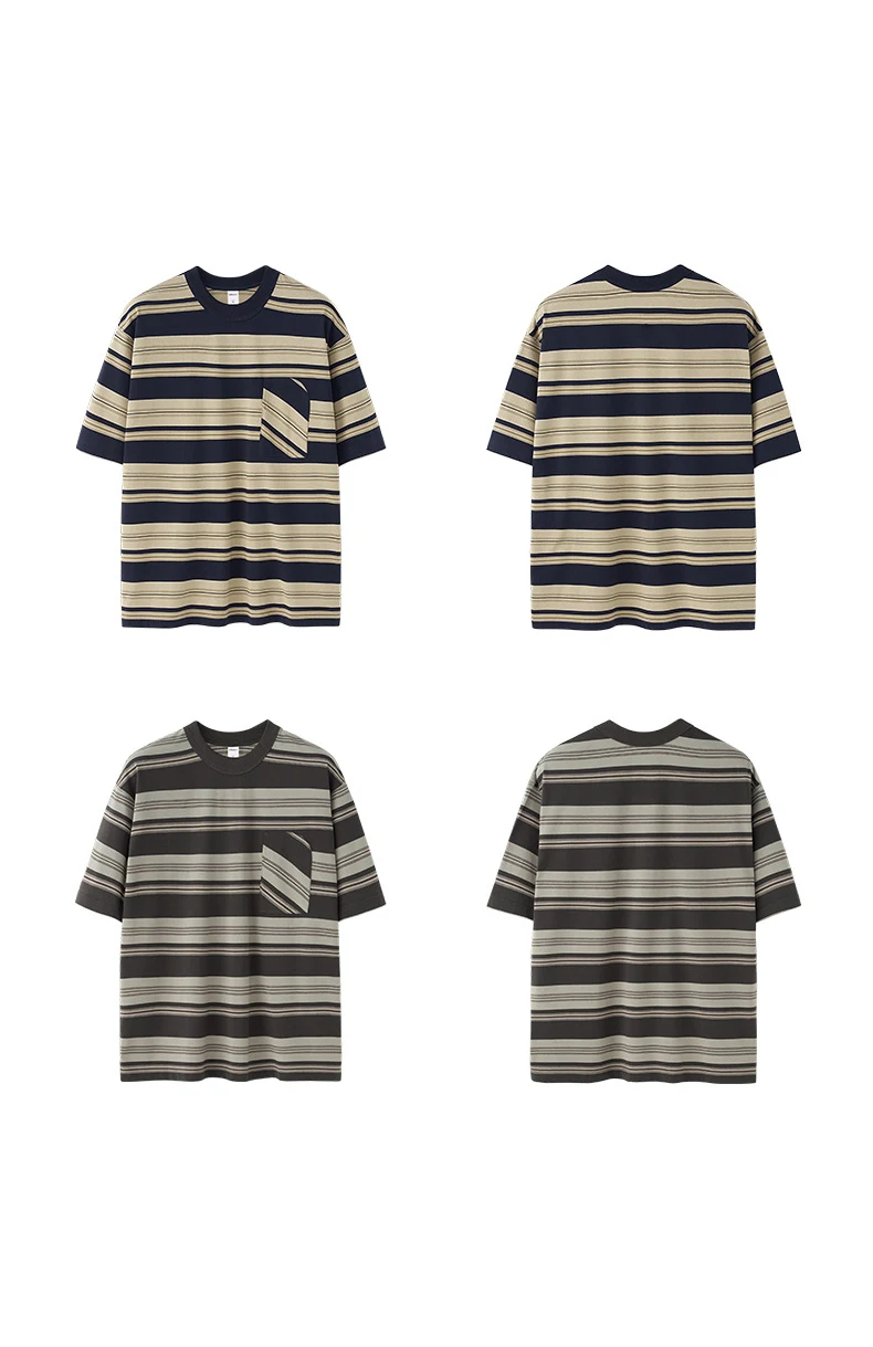 Title 3, Gestreept T-shirt met zak in Amerikaanse stijl,...
