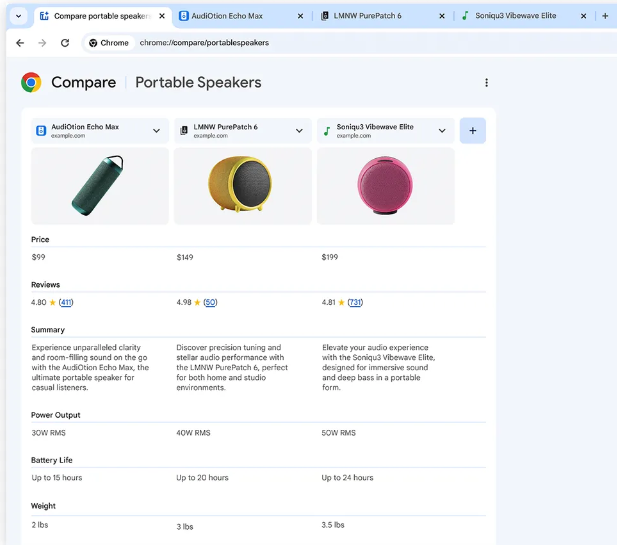 Tab compare