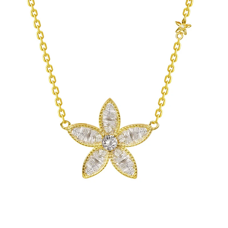 Title 5, S925 Sterling Zilveren Ketting met Bloemhanger ...