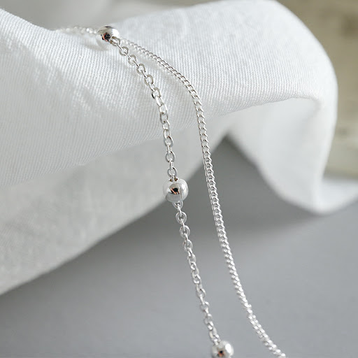 Title 2, Wild double bead chain anklet for a bold and st...