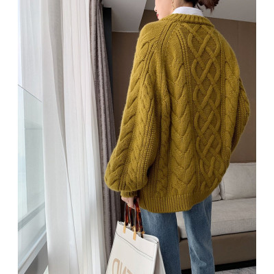 Title 2, Retro Lazy Round Neck Knitted Sweater Women