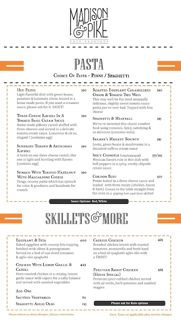 Madison & Pike menu 