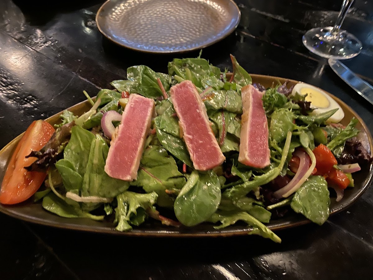 Half Toothsome Niçoise salad that was made GF. Too much dressing so ask for it on the side, otherwise it was very good. Tuna was very fresh.