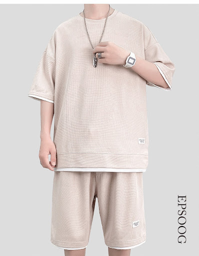 Title 5, Mens Waffle Sports Suit Top and Shorts Two-pie...