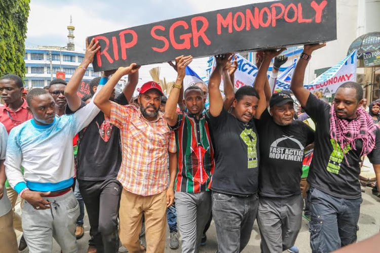 Mombasa leaders during a 'Black Monday' demo in Mombasa