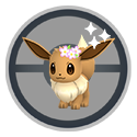 Eevee wearing a flower crown -- Shiny Icon Off