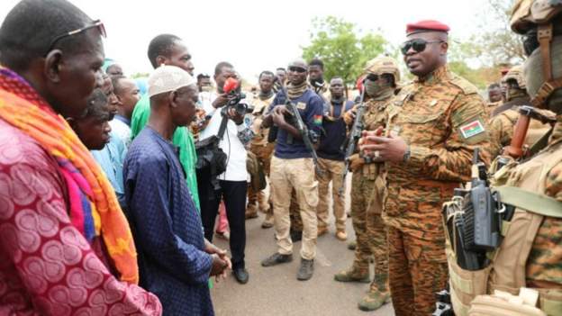 Lt-Col Paul-Henri Damiba, R, seized power in January 2022